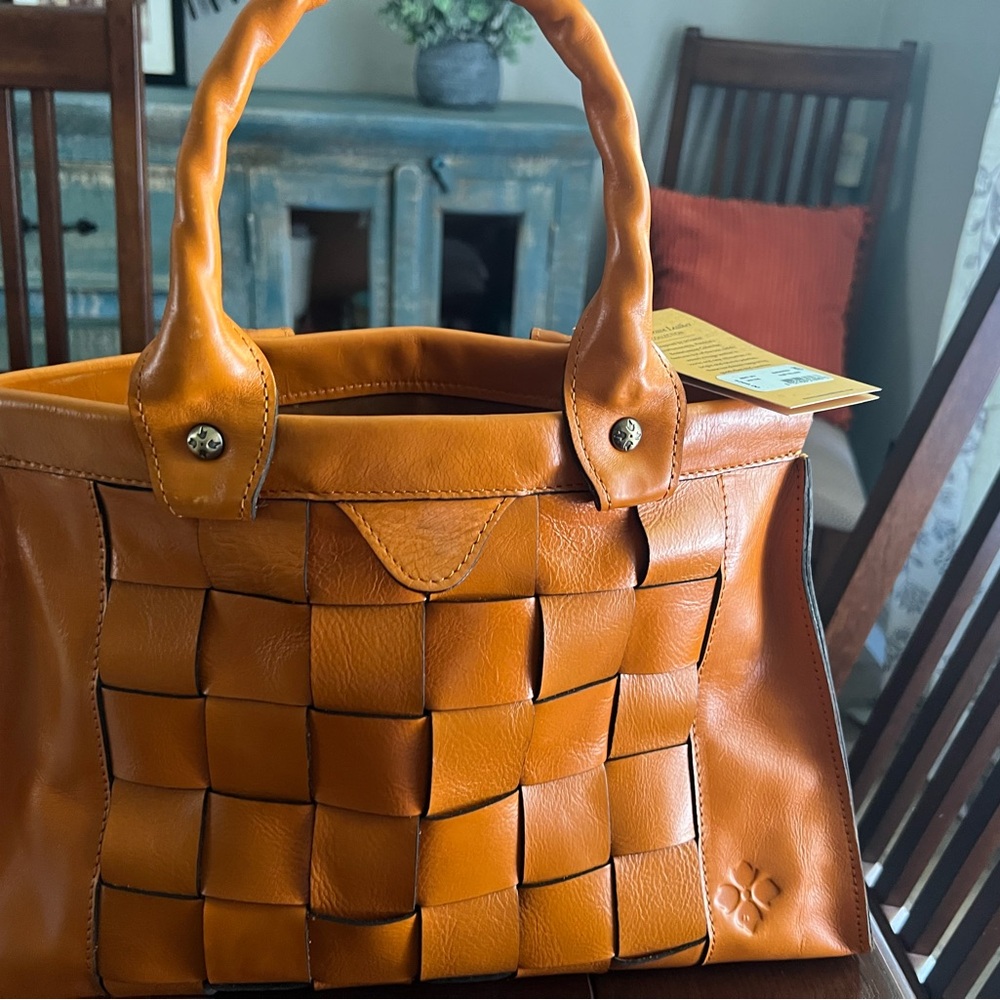 Patricia Nash new with tags Zaragoza handbag. Basketweave leather-Sun Yellow